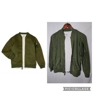 NWOT Boy Wonder Nation 2 Piece Bomber Set Green Zip Jacket and Shirt L 10 12
